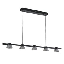 Rocket Iron & Glass Tri-Colour LED 5 Light Pendant